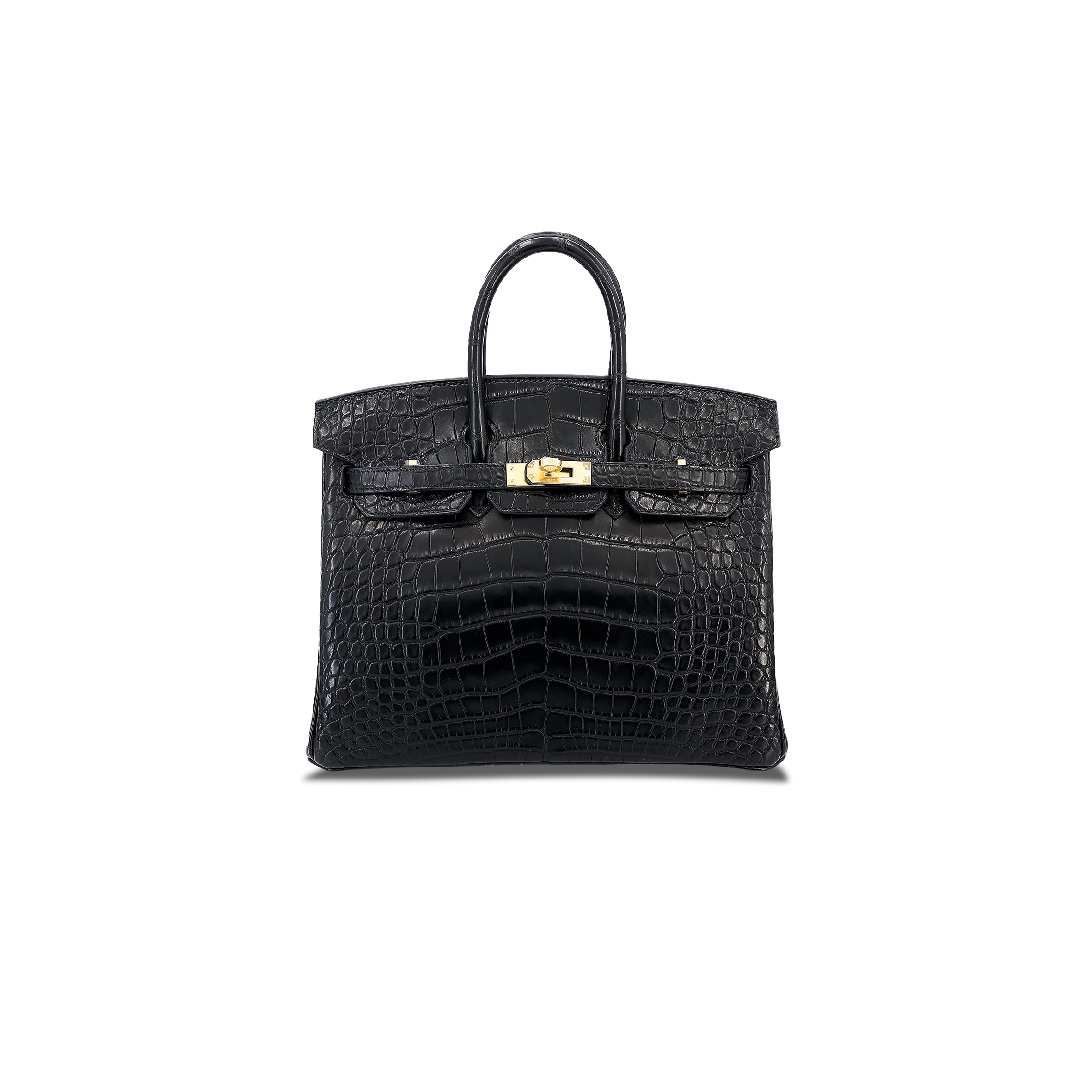 HERMES MASTER BIRKIN 25 89 BLACK ALLIGATOR MATTE GOLD BUCKLE BAG 8222496586 (25*20*13cm)